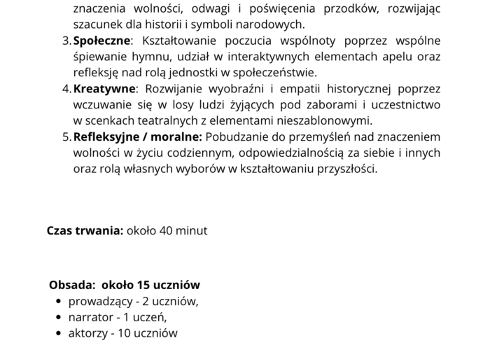 Scenariusz na 11 listopada - Od marzeń do wolności