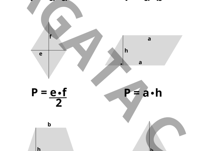 Proste podstawowe wzory pól figur na płaszczyźnie + wklejki