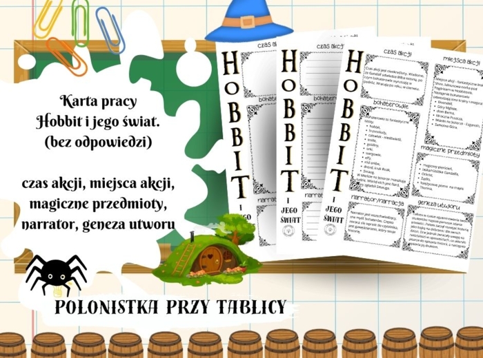 Hobbit i jego swiat – karta pracy, świat przedstawiony powieści z propozycją rozwiązań