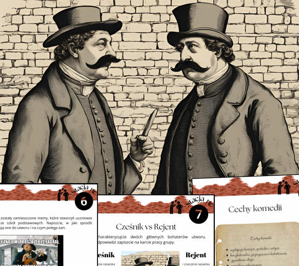 Stacje zadaniowe, Zemsta A. Fredry, 7 stacji z zadaniami