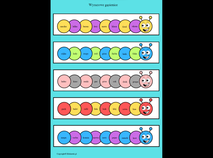 Wyrazowe gąsienice – zabawa edukacyjna