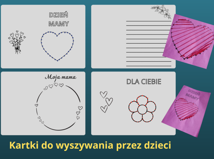 KARTKI DO WYSZYWANIA NA DZIEŃ MAMY ALBO TATY WYKONANE PRZEZ DZIECI (6Xa4)