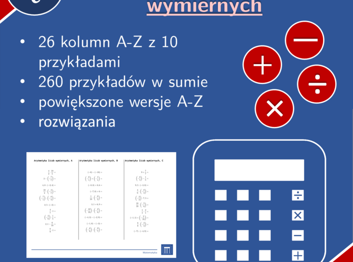 Arytmetyka liczb wymiernych | matematyka | 26 kolumn