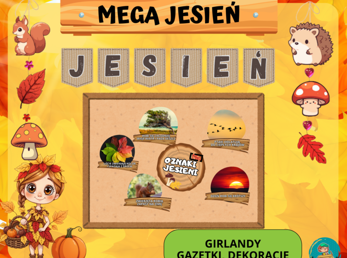 JESIENNE DEKORACJE, GIRLANDY, GAZETKA