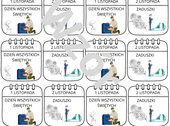 Dzień Wszystkich Świętych/Zaduszki- wklejka do zeszytu