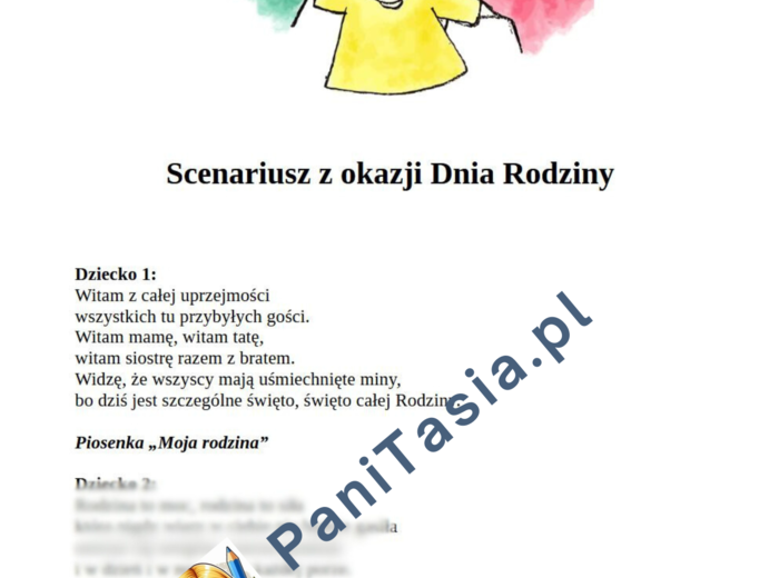 Wiersze na Dzień Rodziny dla małej grupy dzieci przedszkolnych