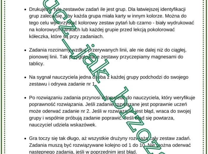 Ułamki dziesiętne, klasa 5, powtórzenie, sztafeta zadaniowa, praca w grupach