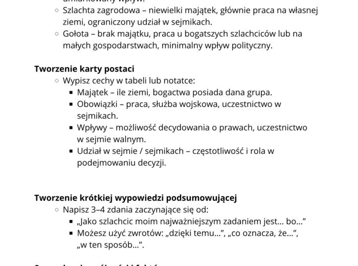 Demokracja szlachecka - kreatywne karty pracy