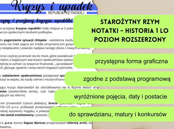 Starożytny Rzym - notatki historia 1 LO poziom rozszerzony