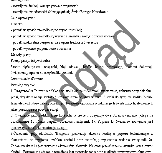 Konspekt zajęć rewalidacyjnych dla uczniów z niepełnosprawnością intelektualną w stopniu lekkim z dodatkami