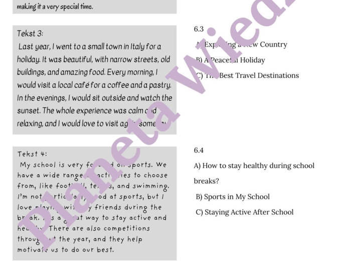 CZYTANIE ZE ZROZUMIENIEM – E8 – Zbiór zadań do egzaminu ósmoklasisty z języka angielskiego. Poziom A2/A2+ – uzupełnienie luk w tekstach, prawda/fałsz, uporządkowywanie zdarzeń, zrozumienie kontekstu zdania