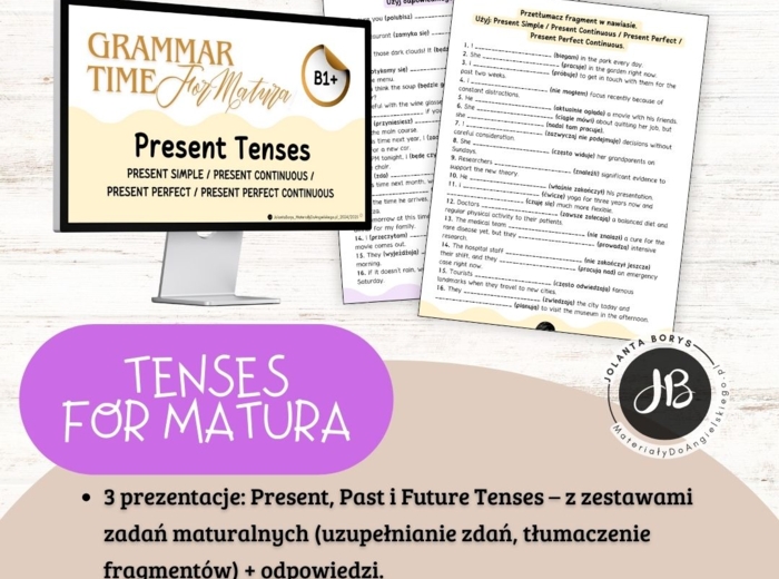 Tenses - Czasy (Zestaw 3 prezentacji z ćwiczeniami + Karty Pracy)