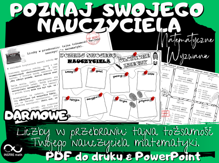 Poznaj swojego nauczyciela. Matematyczne wyzwanie na pierwszy dzień szkoły. Liczby w przebraniu: tajna tożsamość Twojego nauczyciela matematyki.