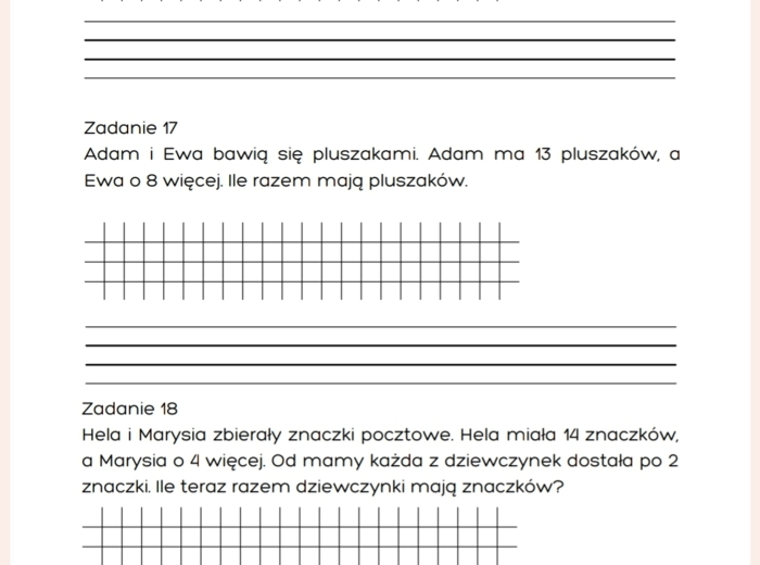 400 zadań tekstowych na dodawanie i odejmowanie w zakresie 100