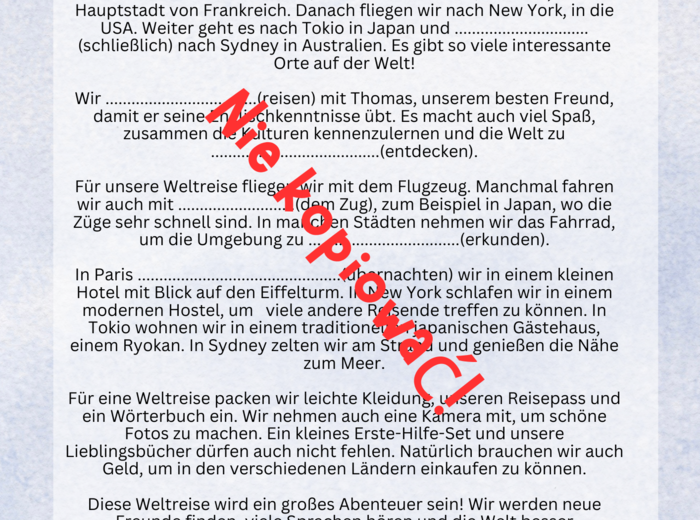 Reist du gern? Tekst, karty pracy, zadania, niemiecki A2