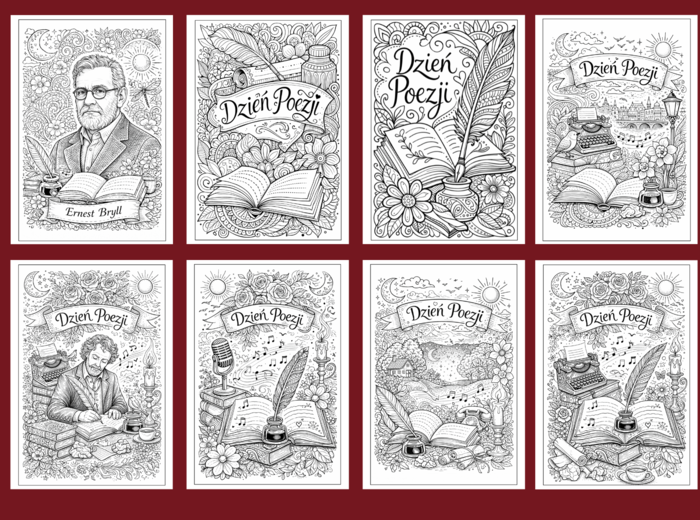 DZIEŃ POEZJI - kolorowanki - 17 szt.