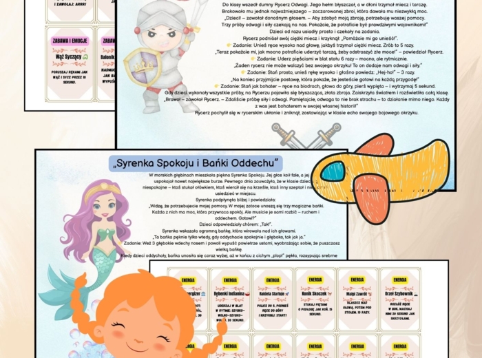 Ruchowe zadania do ławki gratis bajki