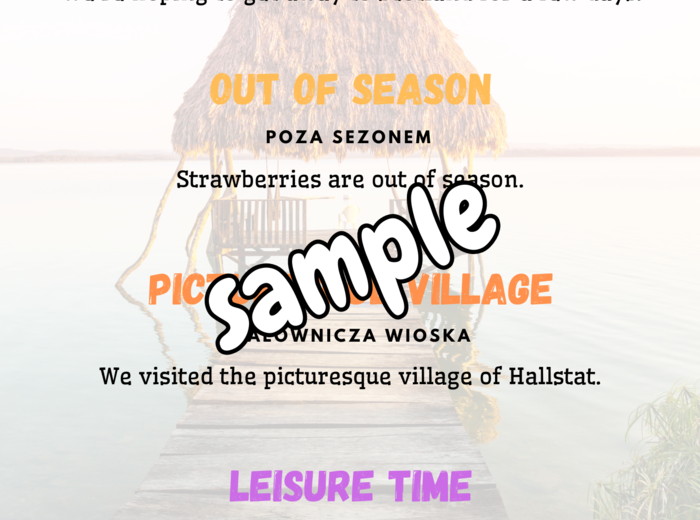 HOLIDAY VOCABULARY B1/B2