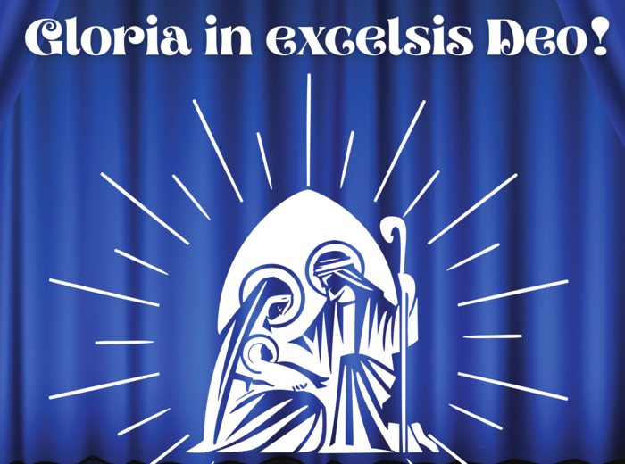 Dekoracje na Jasełka i Wigilię Szkolną – Szopka napis „Gloria in excelsis Deo” – Pliki do Druku