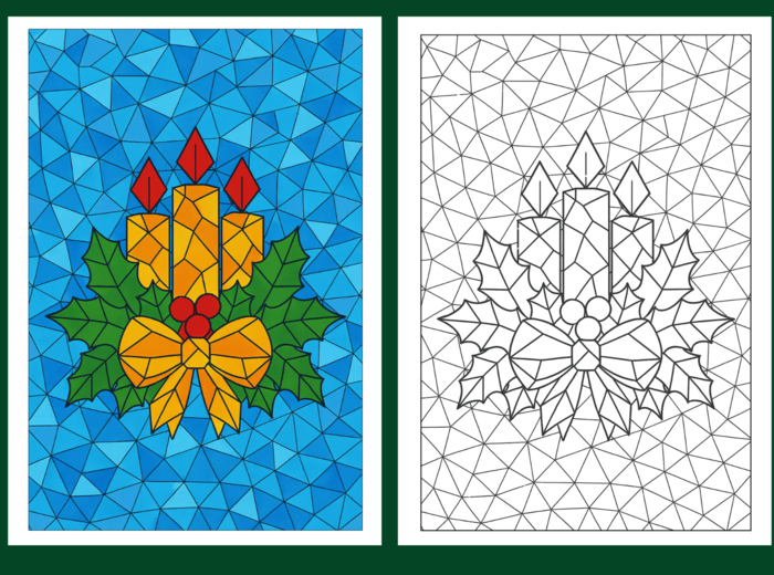 🎄 Zestaw 30 świątecznych kolorowanek – Boże Narodzenie - mozaika / witraż / low-poly 🎄- kolorowanki - biblioteka - świetlica - zajęcia z wychowawcą - zajęcia kreatywne