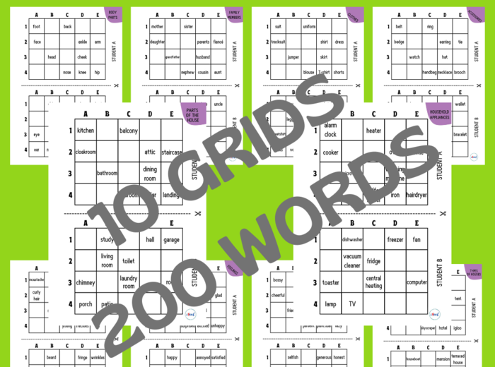 VOCABULARY GRIDS / SET 1