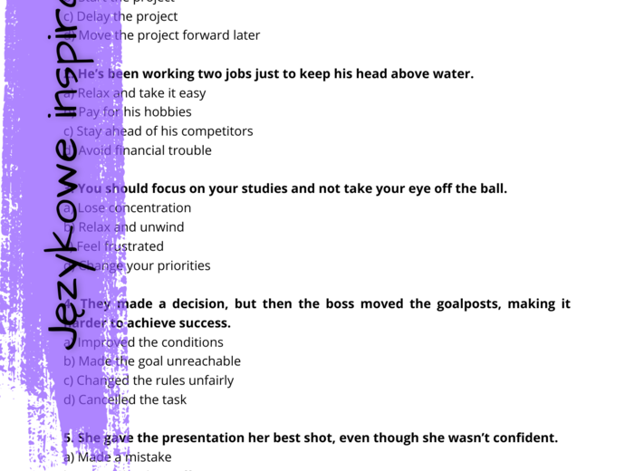 65 ENGLISH IDIOMS Angielskie idiomy Matura