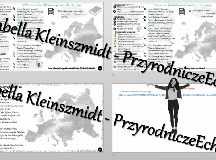 Minizestaw na temat „Położenie i ukształtowanie powierzchni Europy” – sketchnotka + karta pracy w power point + gratisowy link do prezentacji multimedialnej niekomercyjnej wykonanej w genial.ly do indywidualnego pobrania i użycia do celów niekomercyjnych