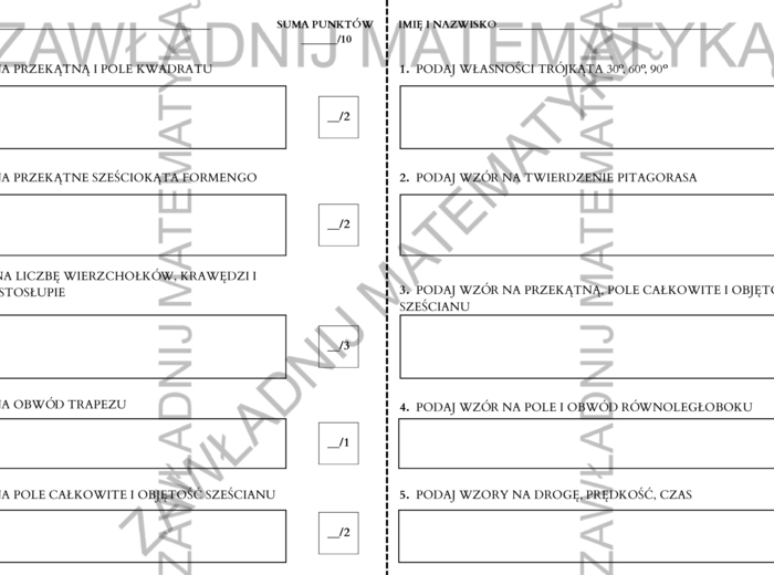 KARTKÓWKI ÓSMOKLASISTY ZE WZORÓW