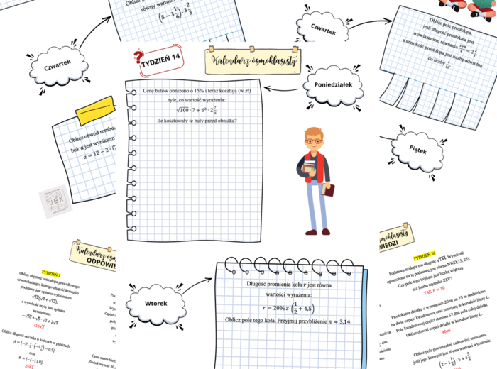 Kalendarz ósmoklasisty z matematyki - aż 160 zadań łączących różne działy!