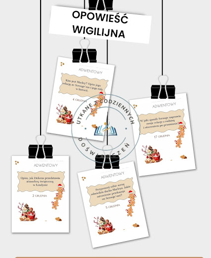 KALENDARZ ADWENTOWY- ciekawe narzędzie do omawiania lektury ,,Opowieść wigilijna"