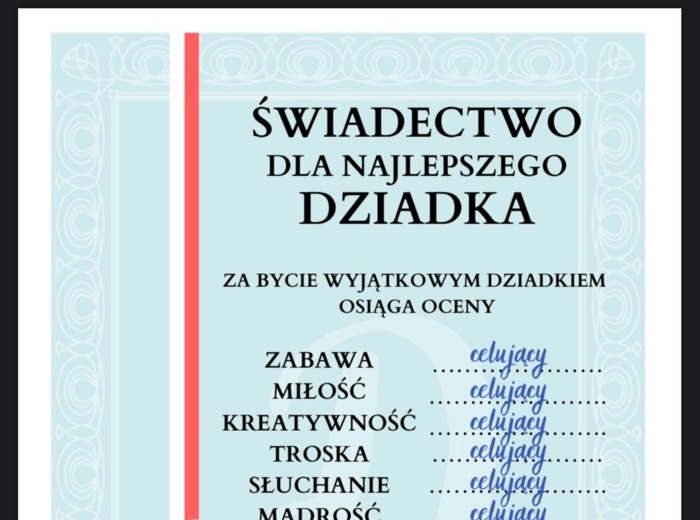 Dzień dziadka świadectwo