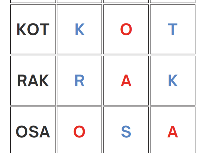 Zabawa literowa - nauka czytania