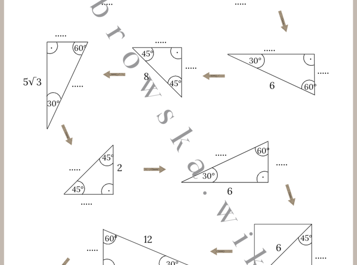 Trójkąty o kątach 30°, 60° i 90° oraz 45°, 45° i 90°