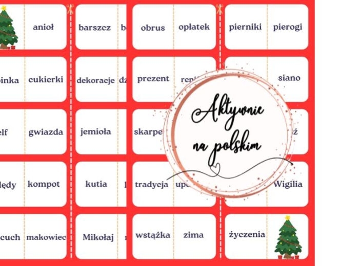 Świąteczne domino - kolejność alfabetyczna