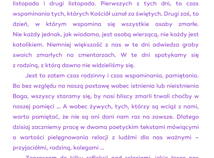 "Śpieszmy się" - o utrwalaniu relacji i pamięci po zmarłych - wiersze ks. Jana Twardowskiego i Leszka Długosza