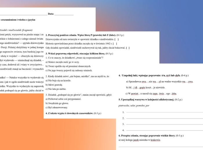 Diagnoza z polskiego na progu 4 klasy - kompletny zestaw