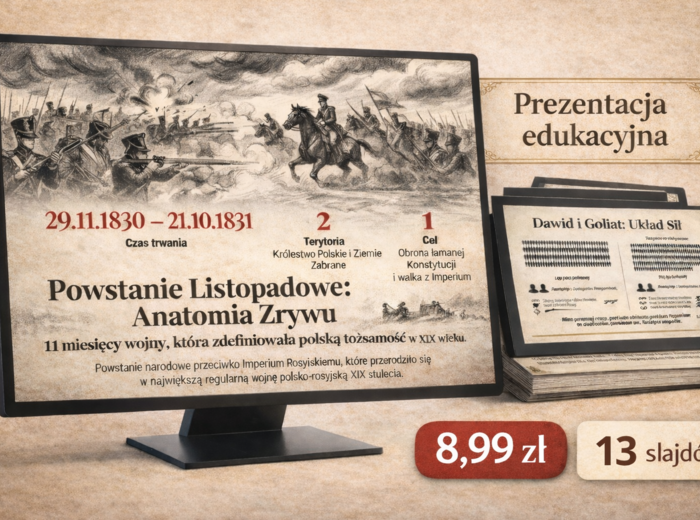 Powstanie Listopadowe 1830–1831 – przyczyny, przebieg, skutki | Prezentacja 13 slajdów | historia