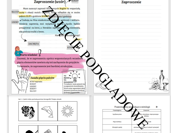 Karty pracy mitologia, mity greckie, frazeologizmy z mitologii