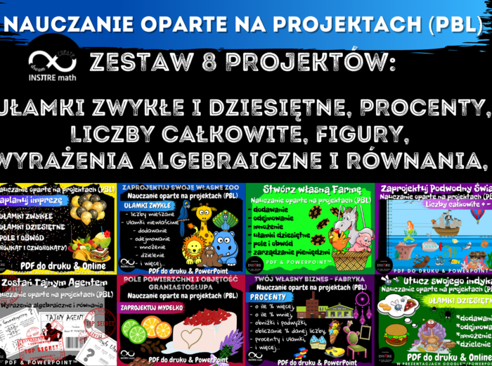 Innowacja matematyczna. Nauczanie Oparte na Projektach (PBL) dla kl.5-8. Zestaw 8 projektów.