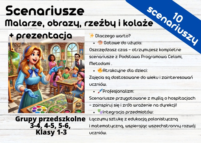 Scenariusze zajęć "Malarze, obrazy, rzeźby i kolaże”