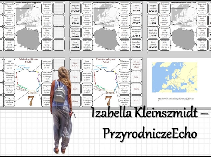 Notatka okienkowa/stacja zadaniowe/notatka/notatka graficzna/karta pracy/sketchnotka „Położenie i granice Polski”, „Sąsiedzi Polski”, „Skrajne punkty Europy i Polski” w pdf. Geografia 7, dział „Środowisko przyrodnicze Polski”. Materiał wykonany na podsta