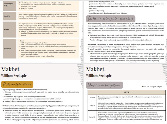 W. Szekspir Makbet - opracowanie lektury obowiązkowej