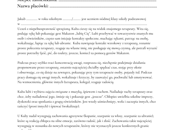 Teczka psychologa - DOKUMENTACJA