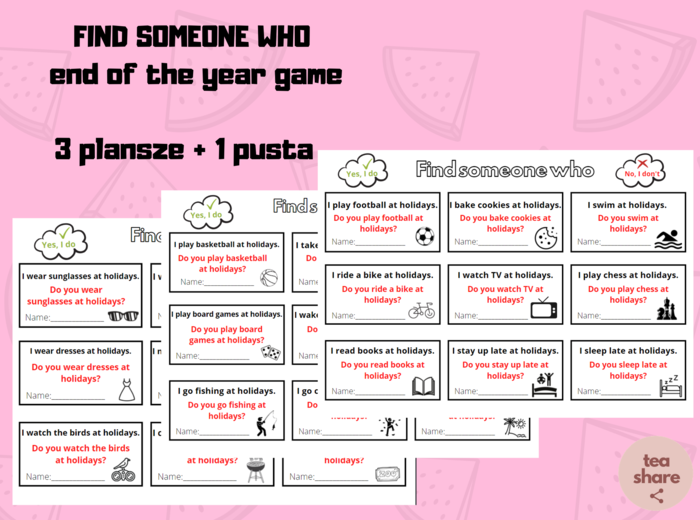 Find someone who - gra na koniec roku dla dzieci