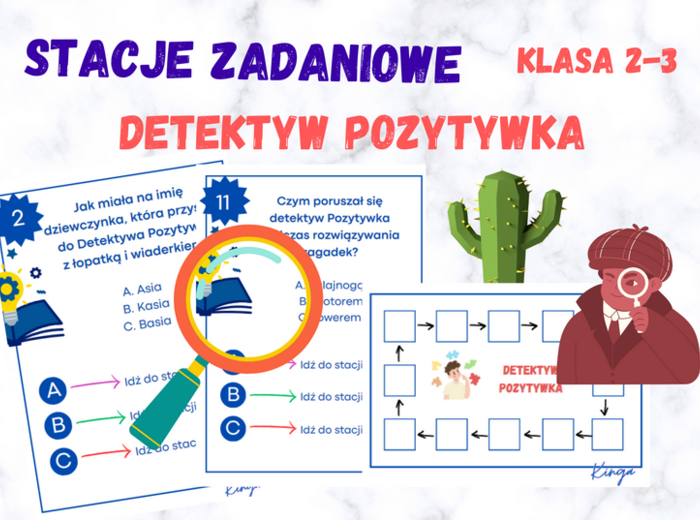 Stacje zadaniowe - Grzegorz Kasdepke, Detektyw Pozytywka klasa 2-3