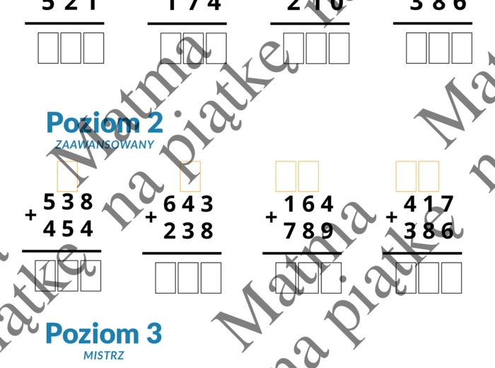 Dodawanie pisemne/Karta pracy/Klasa 4 SP./ Klasa 5 SP./ Klasa 6 SP.