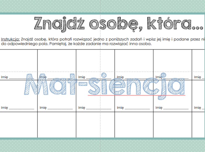 Znajdź osobę która...