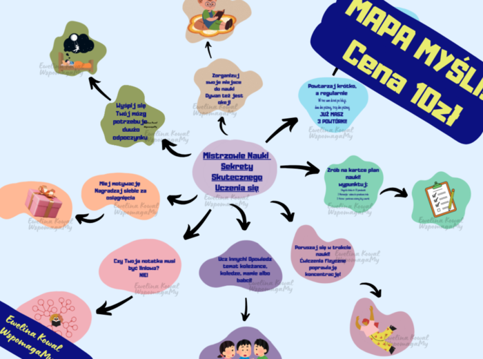 MAPA MYŚLI, MISTRZOWIE NAUKI - SEKTRETY SKUTECZNEGO UCZENIA SIĘ/psycholog, pedagog