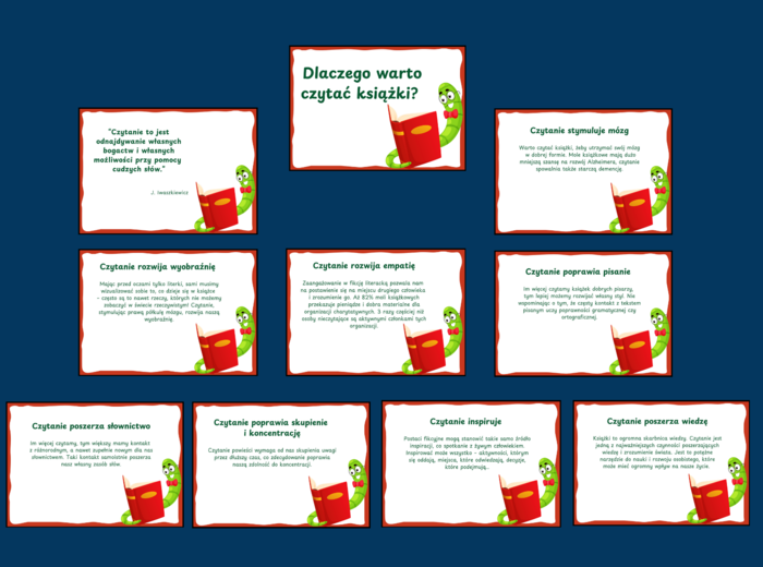 DLACZEGO WARTO CZYTAĆ KSIĄŻKI? - zalety czytania - Dzień Książki – gazetka – BIBLIOTEKA - wersja 5