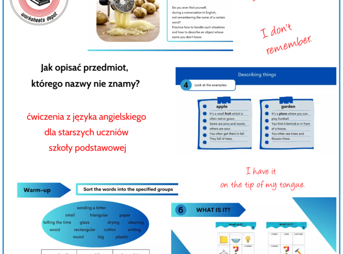 Jak opisać przedmiot, którego nazwy nie znamy? - język angielski